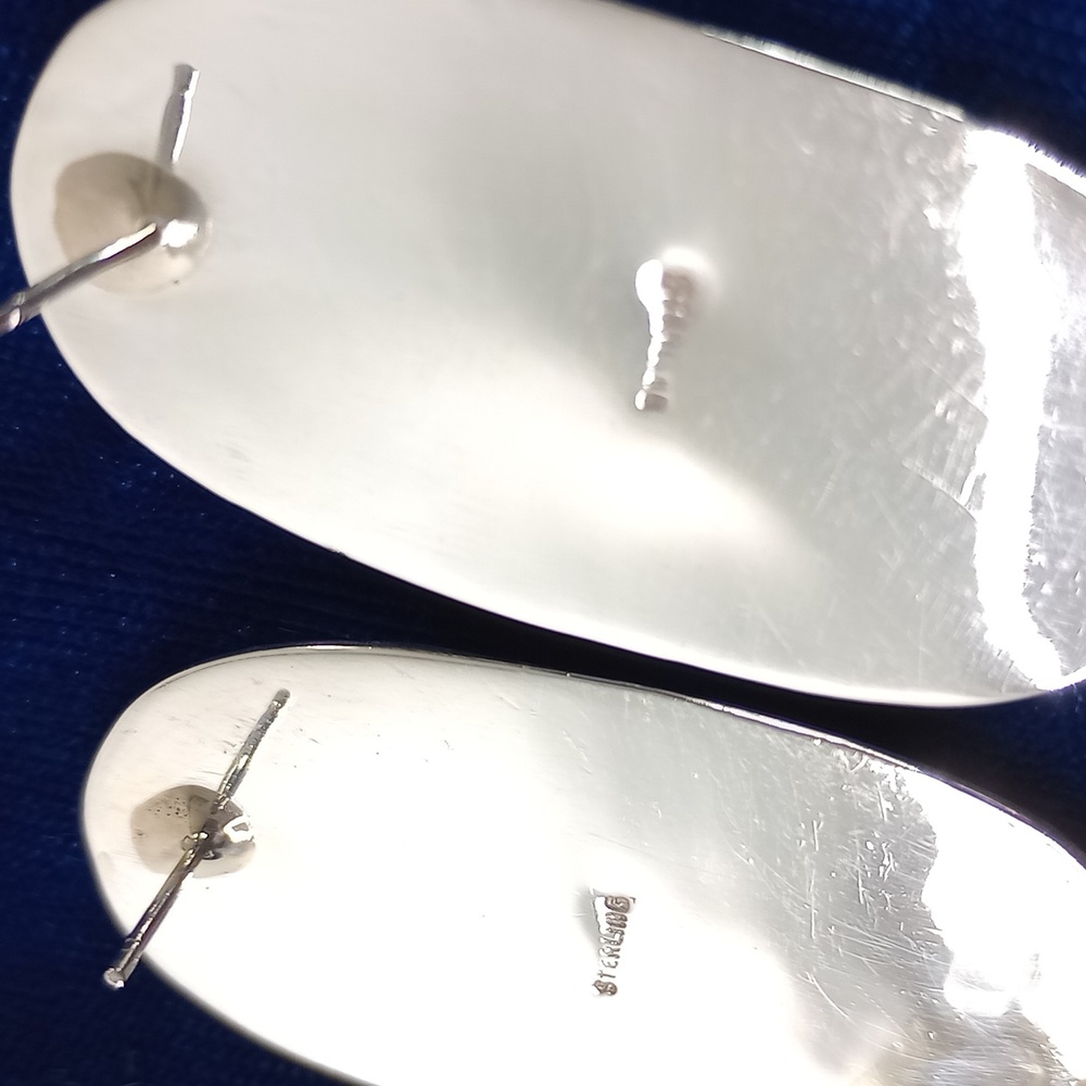 Vintage Native American Multi Stone On Sterling Silver Dangle Earrings Post - Picture 11 of 16
